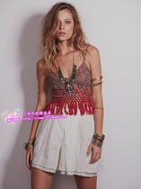 Free People Sweet Embroidered Lace Pocket Mini-Skirt Short Skirt Summer
