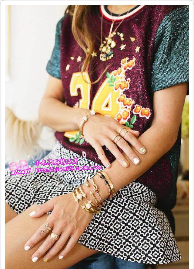 (Special spot) Three Floor T-shirt rivet rhinestone embroidery chic short-sleeved top light luxury tide brand