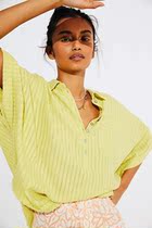 Free People cool casual top loose casual silhouette shirt off the shoulder bat sleeves