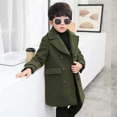 Boys' tweed coat coat coat 2020 new Korean version of tide winter wear medium and long version thick children's wool Woolen
