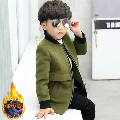 Boy's woolen coat coat medium and long version 2020 new children's clothing middle and big children's wool baseball uniform Korean version