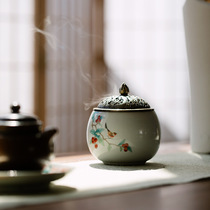 Ceramic incense burner Ru kiln open chip incense burner household indoor incense aromatherapy oven agarwood plate sandalwood seal incense burner