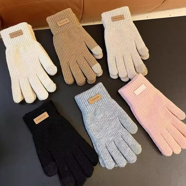 Men's touch screen cotton gloves are warm in winter, plus velvet and thickened wool knitted cycling gloves for men and women.