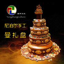 Nepal handmade gilt copper carved Manza Gilt copper Manza plate Mancha Luo Tibetan Buddhist Tantric offering