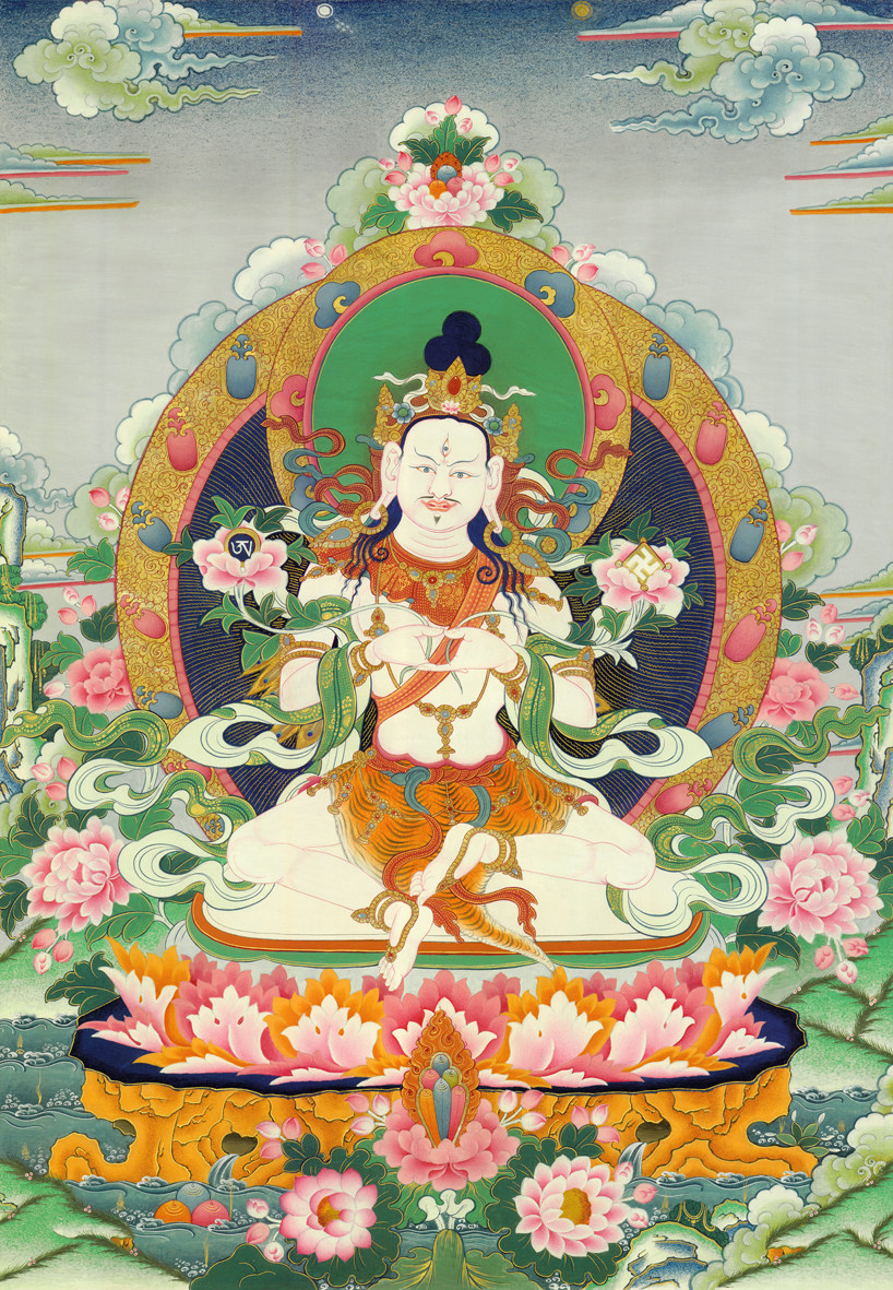 Yongzhong Benjiao Thangka Master Caiwang Renzhang High-definition printing brocade mounted Benjiao thangka