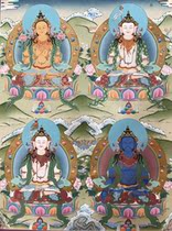 Yong Zhong Benjiao Nepal pure hand-painted natural mineral pigment Thangka Four decorative hanging paintings of good and dead Four Tathagata