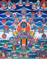 Yongzhong Original teaching Thangka Pharmacist Buddha Mingla High-definition printing Brocade satin mounted teaching Thangka