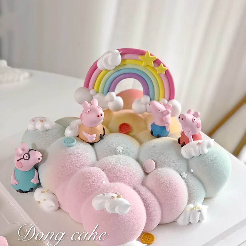 Cake Decoration Pendulum CAKE INSERTS 3D SOLID CLAY SOFT POTTERY SMALL PIG Four-mouth One is a social person