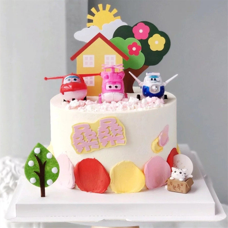 Children's birthday cake decoration decoration cartoon toy cake decoration boy birthday decoration house sun card
