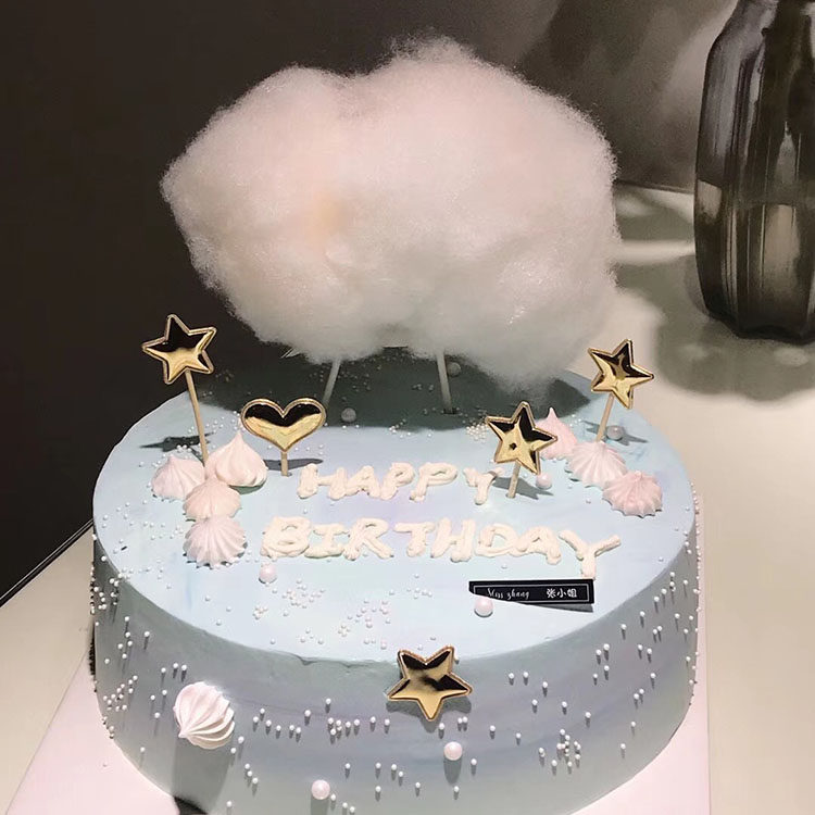 Creative and beautiful light marshmallow bunny PU love star party birthday cake decoration supplies