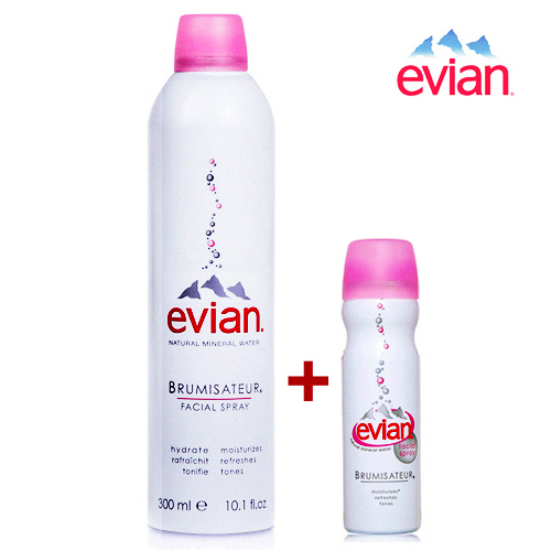 法国原装进口正品依云天然矿泉水喷雾300ml+50ml补水保湿爽肤定妆