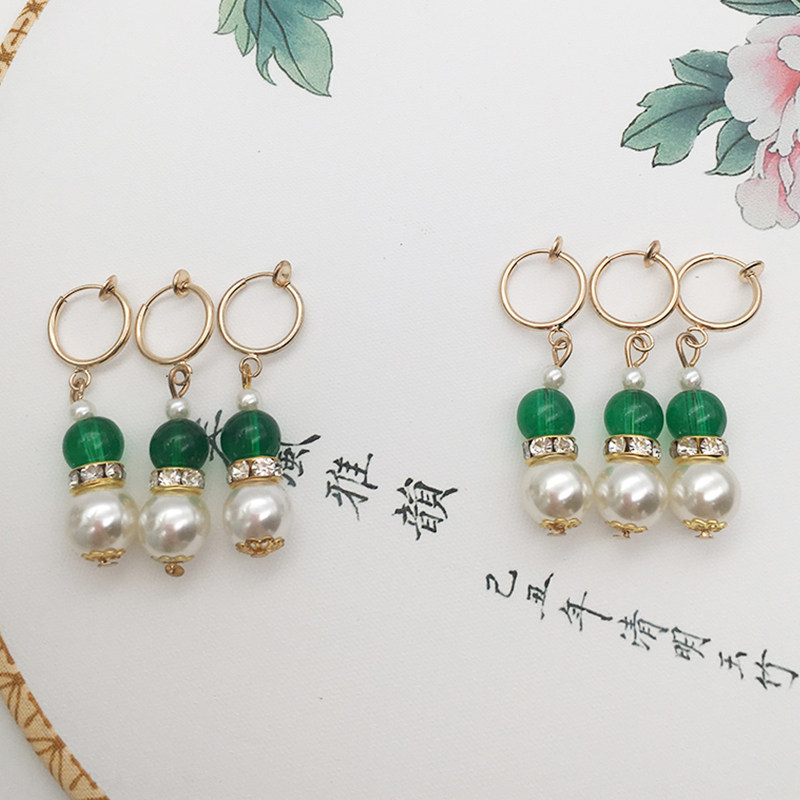 Such as the two-wearing earrings of the same ancient dress, the two-wearing earrings superfairy duckhead and the three-fitter Antique Wind Female Ornament Ear Clip-Taobao
