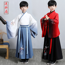 Boys Hanfu Childrens costume young mens clothing Tang suit childrens fairy air elegant ancient style Chinese style little boy Chinese learning clothing