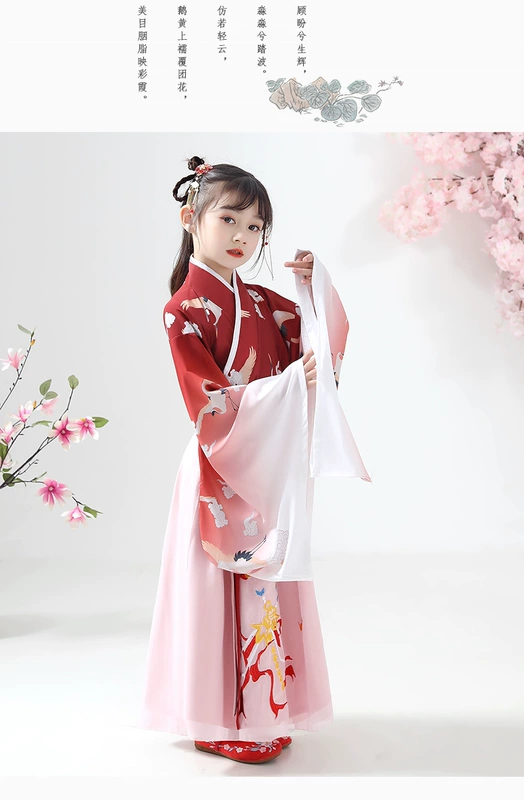 Trẻ em Trang phục Hanfu Cô gái Siêu cổ tích Mùa xuân và Thu Tang Trang phục Biểu diễn Trang phục Cô bé Phong cách Trung Quốc Đồ lót sân khấu Trang phục - Trang phục