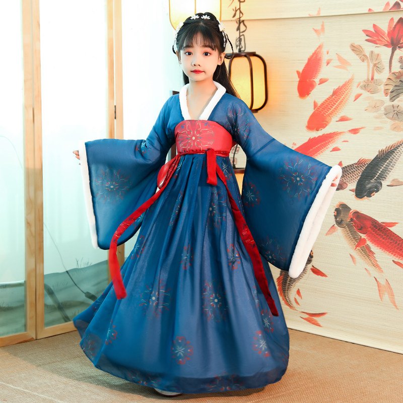 Children Handwear Chinese Wind Superfairy Girl GuWind Fairy Down with Dress Skirt Girl dress Girl Guodily dress for autumn and winter clothing