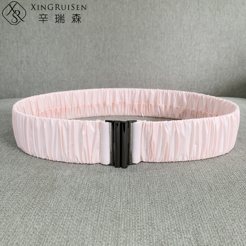 New down Fabric Smooth Elastic Waistband Pleated Stretch Waist Cincher for Women, Versatile and Slimming New down Fabric Smooth Elastic Waistband Pleated Stretch Waist Cincher for Women, Versatile and Slimming