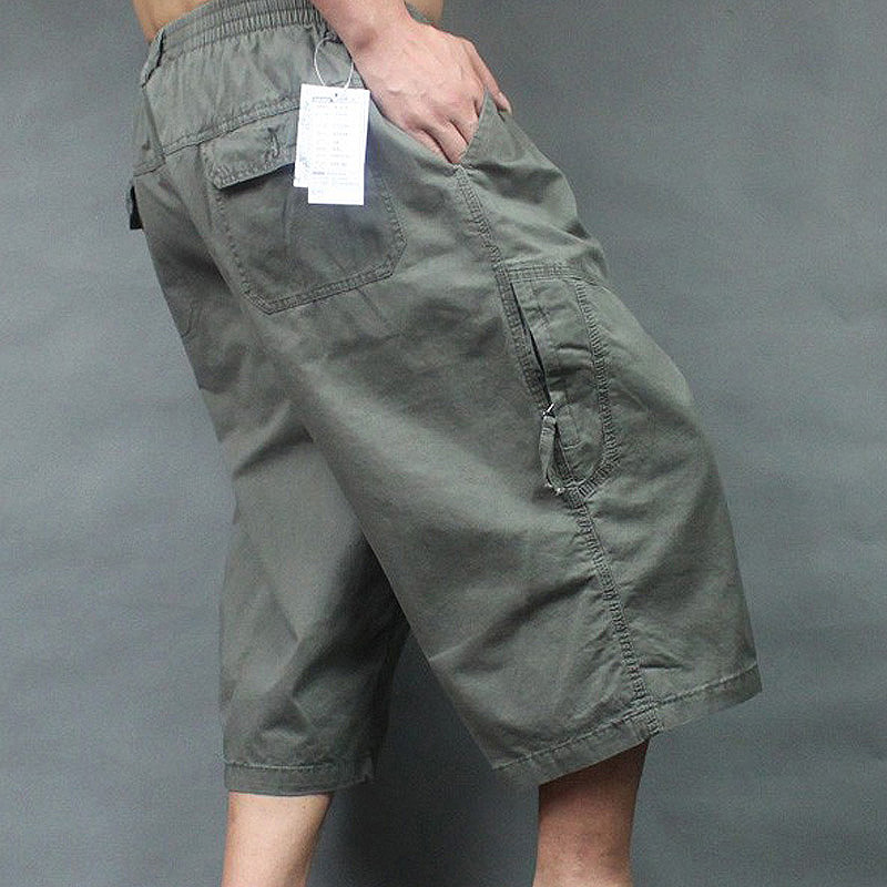 Summer Thin Men's Capri Pants, High-Waisted Shorts for Middle-Aged and Elderly, Loose Fit, Plus Size, Casual Mid-Length Pants