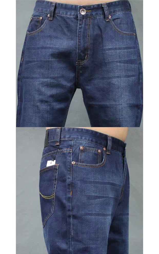 Mùa xuân 2019 quần jean nam mới, quần lửng ống rộng giản dị cộng với quần XL nam - Quần jean quần baggy nam