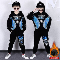 Six-year-old boy winter suit 2021 new winter 7-8 middle child 9 plus velvet 12 thick hooded warm sweater