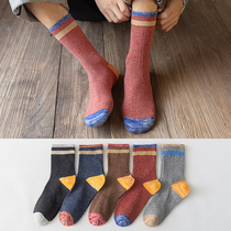 Pure cotton socks mens middle tube socks spring and autumn anti-odor sweat absorbing mens casual and versatile long tube cotton winter stockings