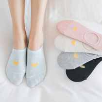 Love boat socks womens pure cotton shallow mouth invisible socks womens autumn thin low-top silicone non-slip Japanese cute socks
