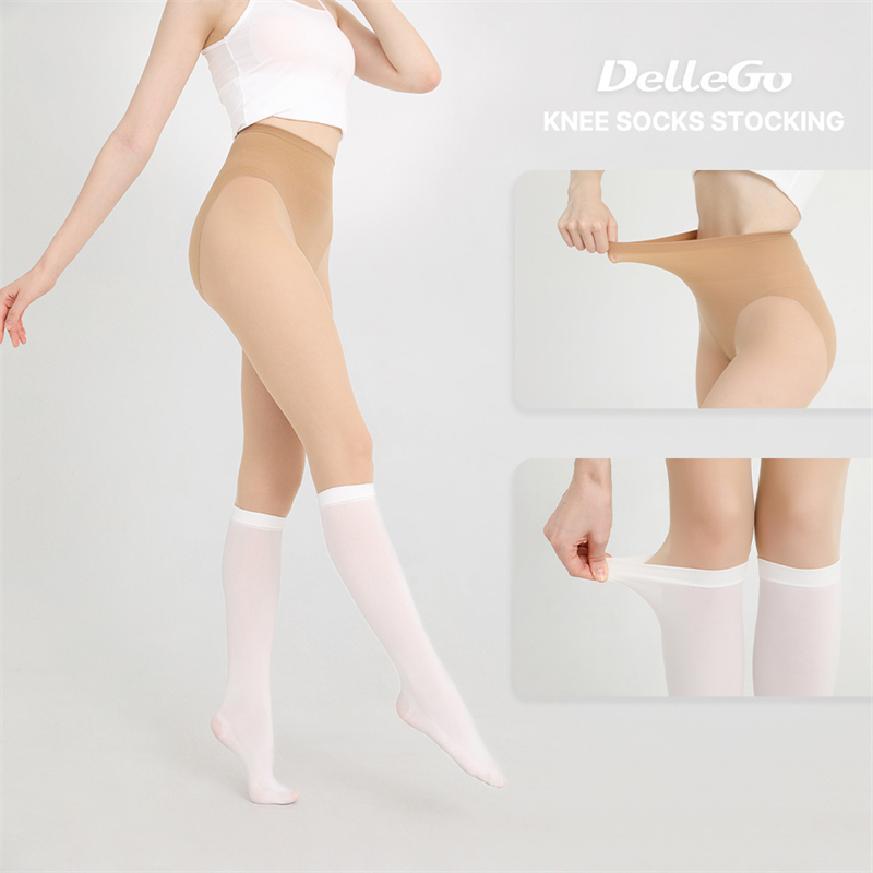 Korean Dellego Golf Sun Protection Stockings, Spliced Calf-Length Over-The-Knee Double-Layered Tights, Summer Two-Tone Socks Korean Dellego Golf Sun Protection Stockings, Spliced Calf-Length Over-The-Knee Double-Layered Tights, Summer Two-Tone Socks