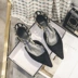 Giày sandal mũi nhọn nữ mùa hè 2019 mới châu Âu và Mỹ phẳng với giày đế bệt da báo Baotou - Sandal