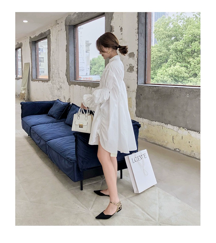 Giày sandal mũi nhọn nữ mùa hè 2019 mới châu Âu và Mỹ phẳng với giày đế bệt da báo Baotou - Sandal