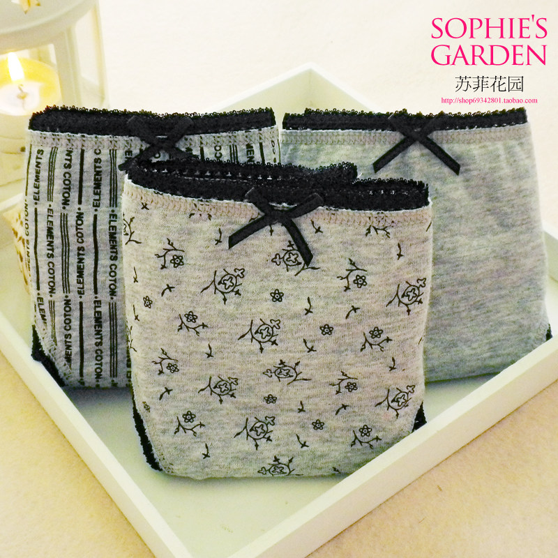 Cotton element counter ladies underwear female 100% cotton low waist briefs cotton large size DS10111012