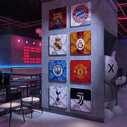 Net Red Bar Decoration Wall Creative Sticker Football Team Baletian World Cup theme background Sports Lottery Store