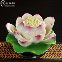 Ceramic hand-painted lotus lanterns Buddha lamps lotus lanterns Buddhist hall supplies handicrafts home decorations and ornaments