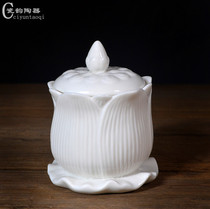 Buddhist supplies White porcelain lotus water purification cup Holy water cup water supply cup ceramic water cup for Buddha water cup Buddhist supplies