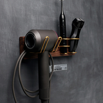 Solid Wood blower rack toothbrush rack wall hanging toilet non-perforated air cylinder rack Dyson storage bracket