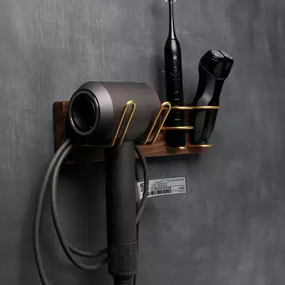 Solid Wood blower rack toothbrush rack wall hanging powder room non-perforated blower rack Dyson storage bracket