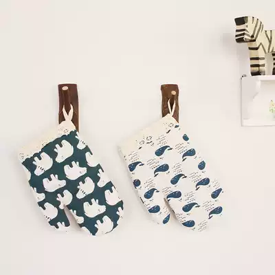 UMA Japanese cotton linen thick insulation gloves microwave oven high temperature resistant gloves kitchen baking oven gloves