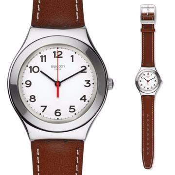 Swatch Swatch Watch Men's and Women's Watch Sports Metal Series Leather Strap with Clear Numbers Ygs131