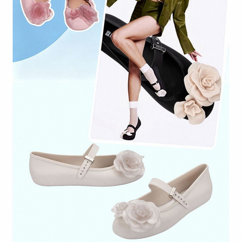 Brazilian Melissa Sandals with Three-Dimensional Camellia Ballet Shoes, Round-Toe Floral Beach Shoes, Parent-Child Jelly Shoes 37820 Brazilian Melissa Sandals with Three-Dimensional Camellia Ballet Shoes, Round-Toe Floral Beach Shoes, Parent-Child Jelly Shoes 37820
