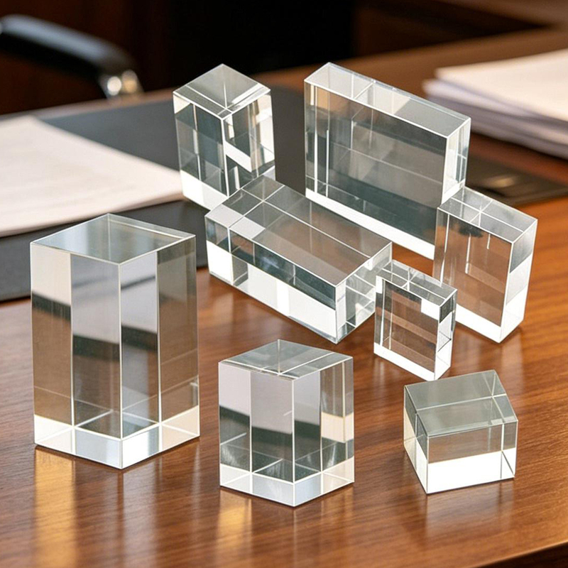 K9 Artificial Crystal Transparent Glass Plate Strip Photography Cube Rectangular Square Cube Base with Internal Carving Ornament