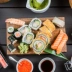 Ưu đãi đặc biệt Đĩa sushi bằng gỗ hình quạt bàn sushi hình chữ nhật nấu sashimi Hộp đựng đĩa tre nấu bộ đồ ăn tre Nhật Bản - Đồ ăn tối