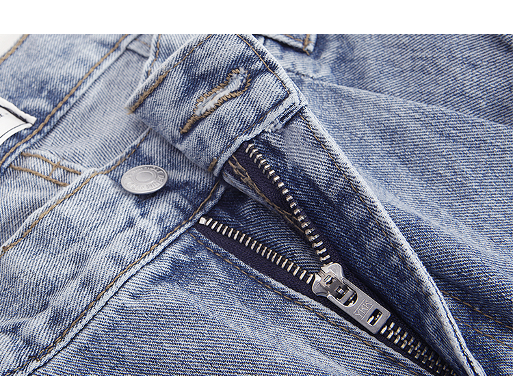 IDLT 90S Quần lửng cổ điển Quần jean nguyên bản gấp đôi xếp nếp Quần jean nam nặng giặt nhẹ skinny jeans nam