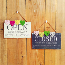 OPEN European retro decoration listing house number creative wooden cafe bar is OPEN welcome card wall decoration