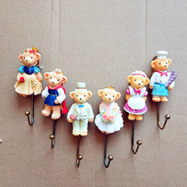 Prince and Princess resin decorative adhesive hook creative wall hook Korean home cloakhook door romantic new home gift