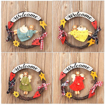 European fairy room welcome card bedroom listed wooden decoration door number creative Angel wreath wall decoration