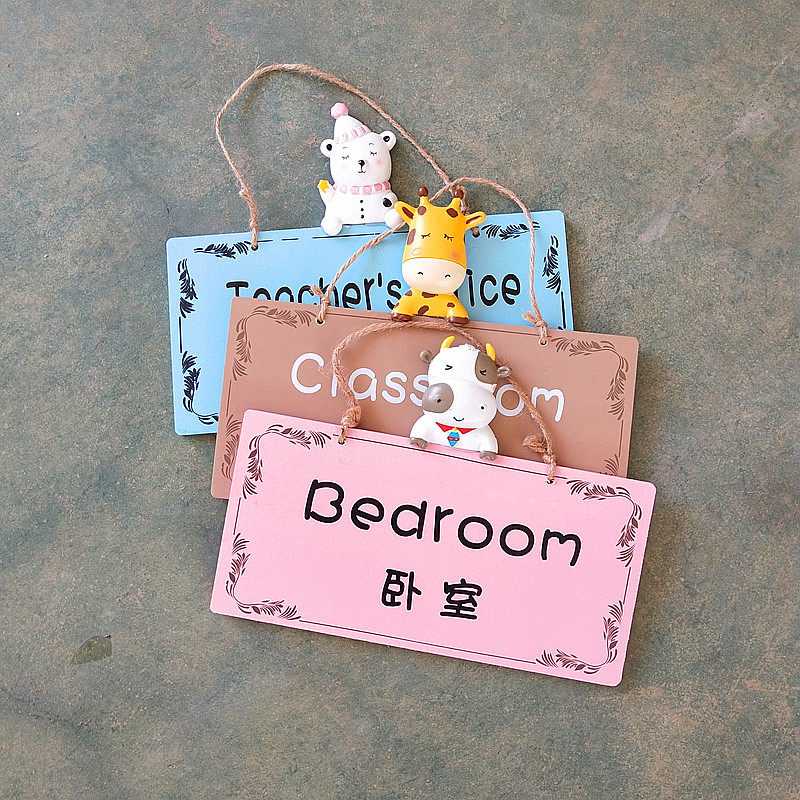 Cute baby room door plate listing creative European-style home decoration wooden personality wall hanging blank can be customized
