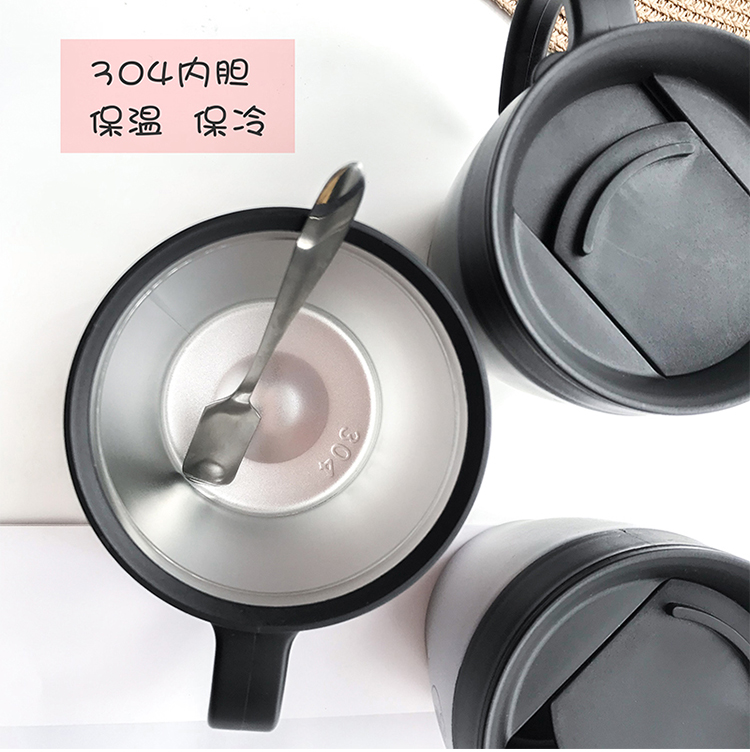 Lin nông với cốc văn phòng inox uống nước nhà cốc có nắp muỗng cà phê cốc nữ cách nhiệt - Tách bình nước trẻ em