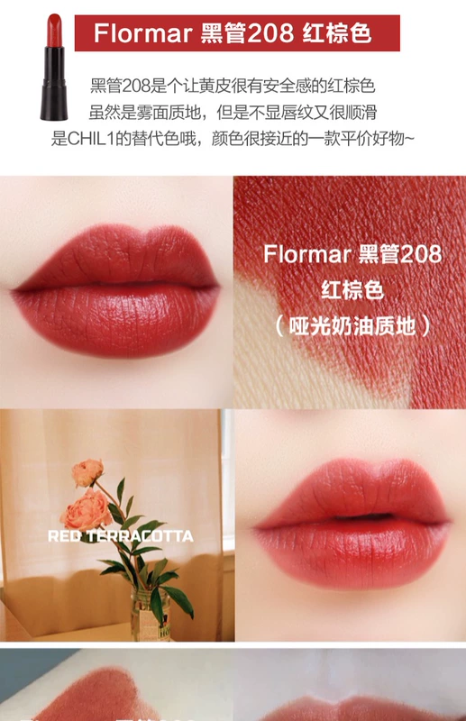 Nhìn ổn đấy Son môi flormar Thổ Nhĩ Kỳ dc29 bẩn ống màu cam đen 208 ống son vàng mờ dc39 - Son môi merzy son