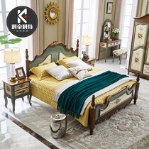  American country solid wood bed widened 2 meters×2 2 meters large bed double bed Master bedroom European wedding bed 2018 new bed