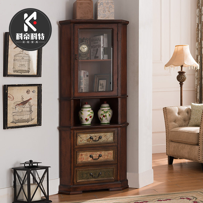 Corner Cabinet Solid Wood Corner Cabinet Wall Corner Cabinet Eu Type Triangular Corner Cabinet Corner Cabinet Living-room Containing Cabinet Triangle