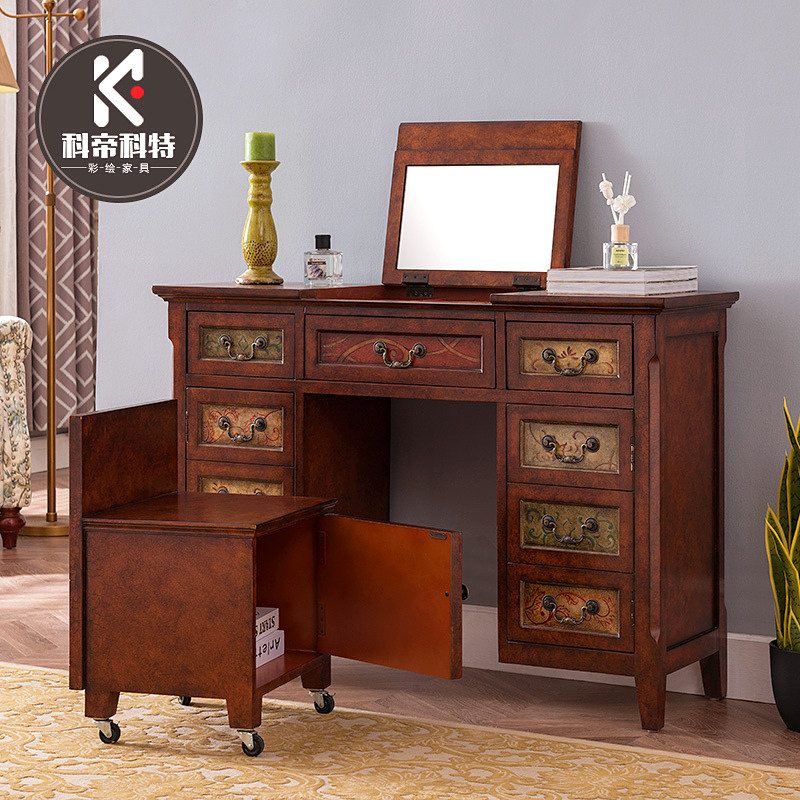 European dresser dresser solid wood small family shake bedroom small American dressing table computer one desk