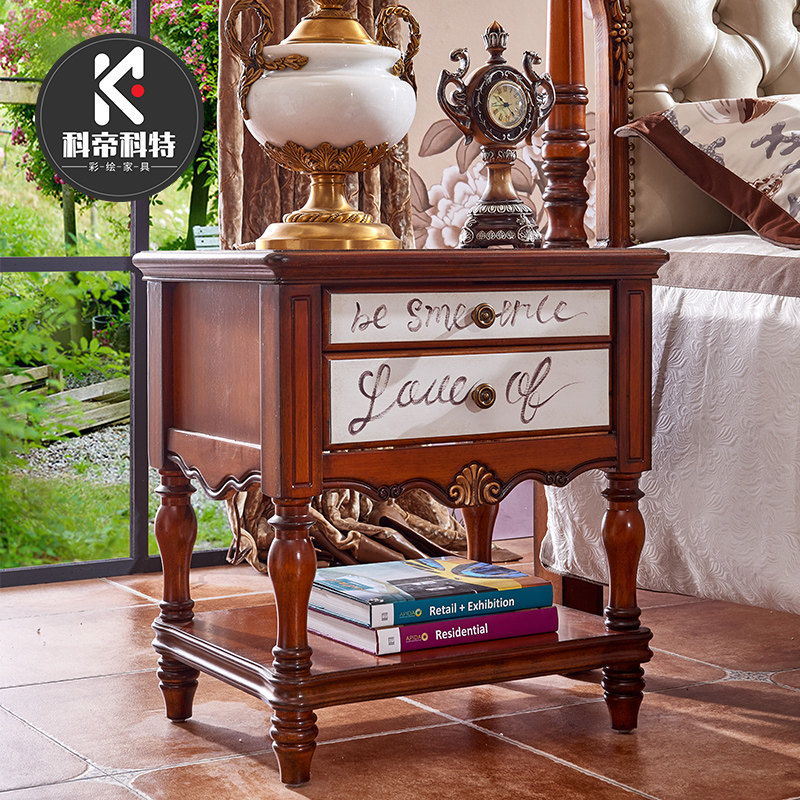 Bed head cabinet solid wood small cabinet containing cabinet containing bedroom bed front simple side cabinet wood American cabinet storage cabinet